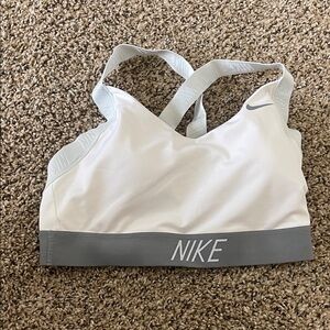 Nike White and Gray Sports Bra